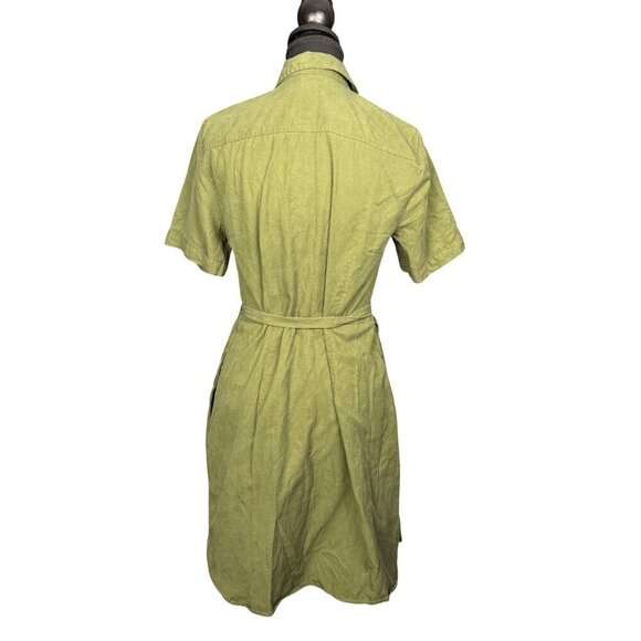 J.Crew Minimalist Olive Green Shirt Dress Size 4 Tencel Blend Short Sleeve - Picture 4 of 9